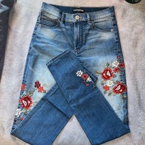 high rise floral embroidered leggings